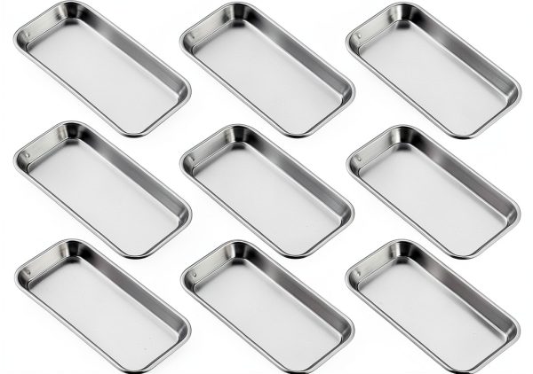 12 PCS 8.86 x 4.7 Inch Small Surgical Tray, Stainless Steel Medical Tray with Seamless Trays and Moderate Edge Height for Tattoo, Resin, Bathroom, Lab Instrument Supplies, by GENHAKON.-0