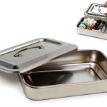 Medical Stainless Steel Tray Singring with Lid and Handle 11.8x7.8-0