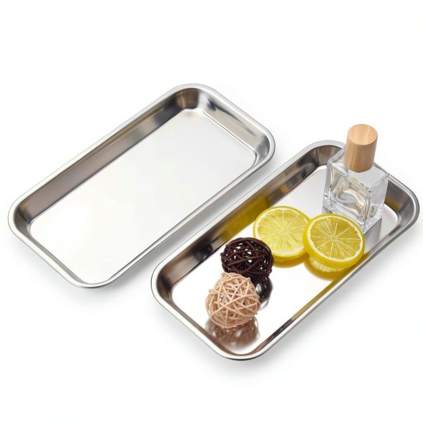 12 PCS 8.86 x 4.7 Inch Small Surgical Tray, Stainless Steel Medical Tray with Seamless Trays and Moderate Edge Height for Tattoo, Resin, Bathroom, Lab Instrument Supplies, by GENHAKON.-3