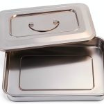 ANNWAH Medical Surgical Trays Stainless Steel Dental Instruments Tray Organizer Holder Sterilization Plate Trays Boxs with Lid & Handle Grip Large-0