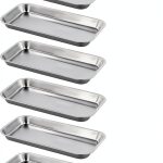 12 Pack 201 Stainless Steel Metal Tray by KOHAND Rectangular Silver-0