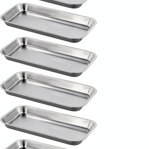 12 Pack 201 Stainless Steel Metal Tray by KOHAND Rectangular Silver-0