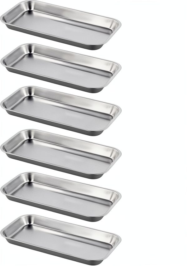 12 Pack 201 Stainless Steel Metal Tray by KOHAND Rectangular Silver-0