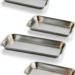 GETTON 4 Pack Small Surgical Tray, 201 Stainless Steel Tray with Seamless Trays and Moderate Edge Height for Lab Dental Tattoo Piercing Instruments Organizer, Silver-0